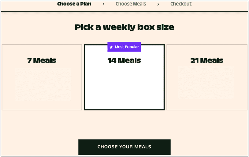a screenshot of splendid spoon's plan selection page