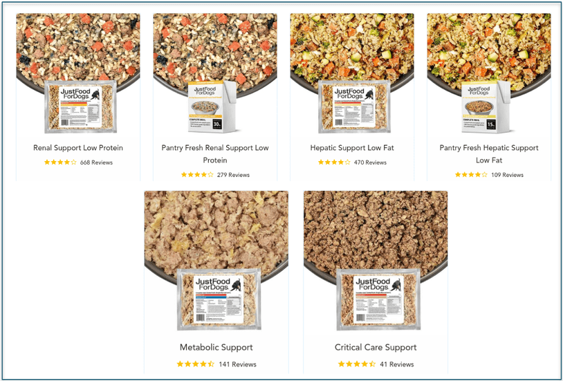 Vet Support meals are also available