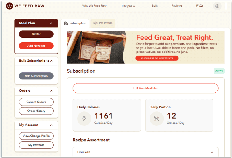 Manage your subscriptions from your account page