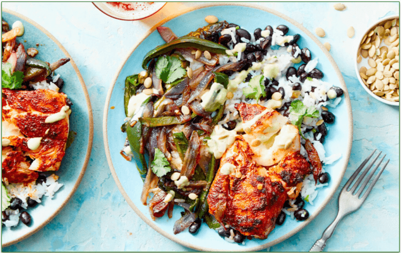 Marley Spoon's Chili-Rubbed Cod with Rice and Beans