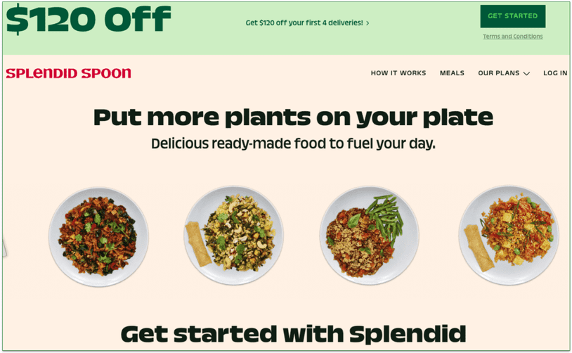 a screenshot of splendid spoon's homepage