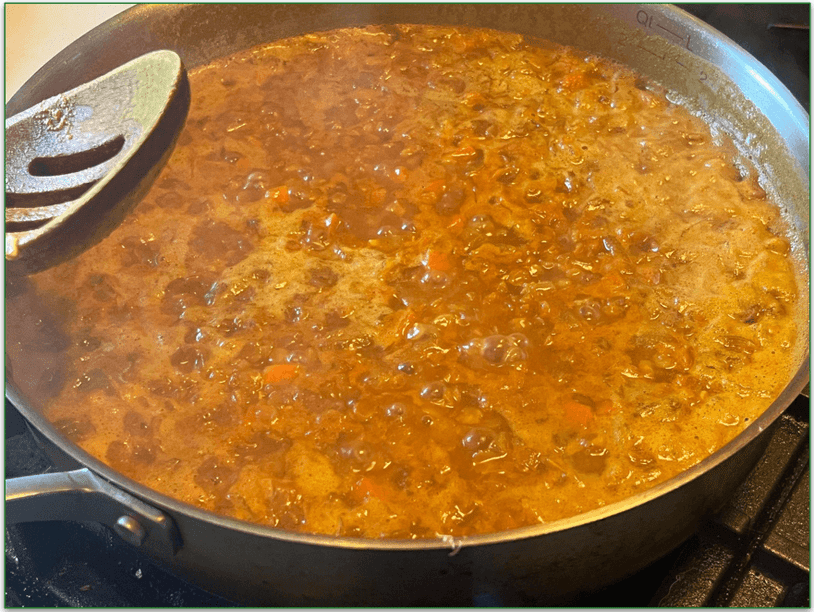 Purple Carrot’s Red Lentil Soup being made in a saucepan