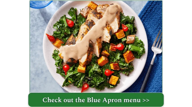 Blue Apron's Chicken & Creamy Sesame Dressing with Sweet Potatoes, Kale & Pickled Peppers