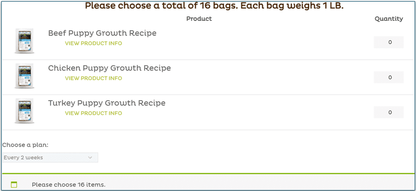 A screenshot of the author's shopping cart at the begijnning of their Raised Right order.