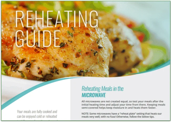 Diet-to-Go's reheating guide available on the website