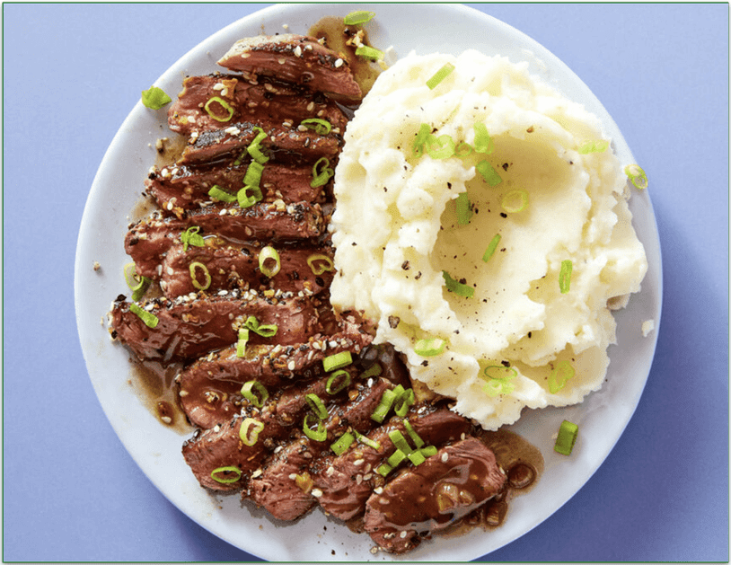 Dinnerly's Everything Bagel Crusted Steak with Mashed Potatoes