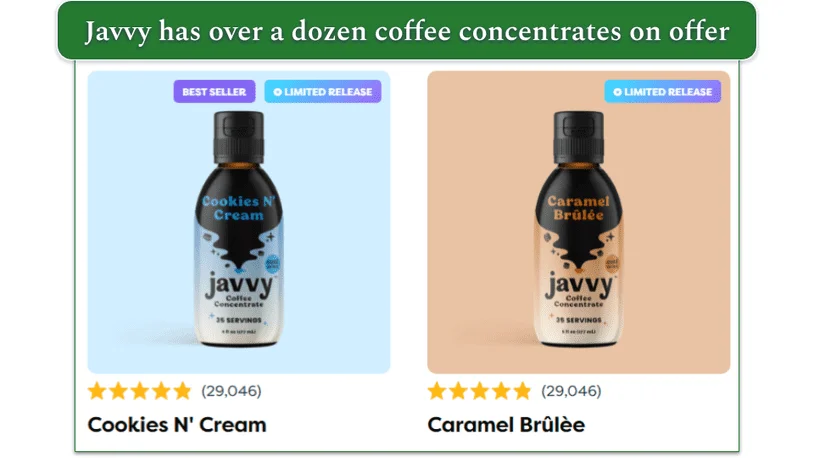 Javvy's Cookies N' Cream and Caramel Brulee blends