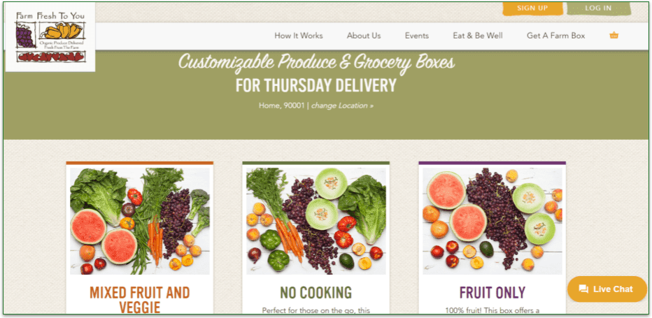 3 out of 6 Farm Fresh to You's box types