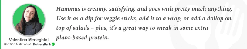 Quote from our certified nutritionist about uses for hummus