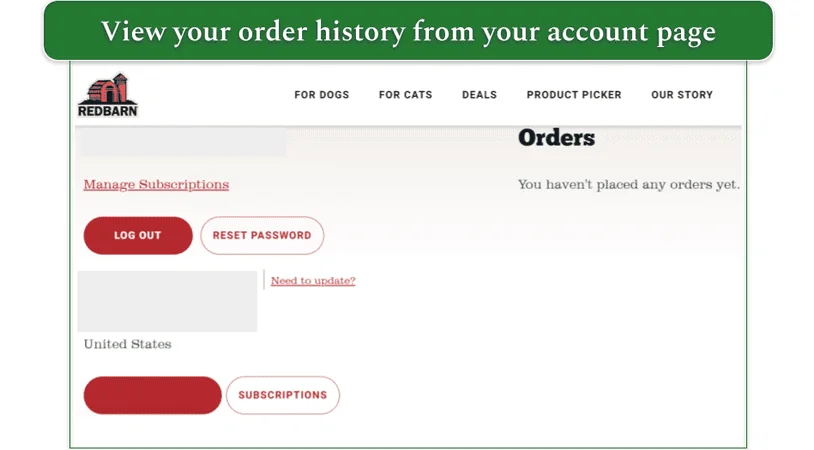 My Account page on the Readbarn website