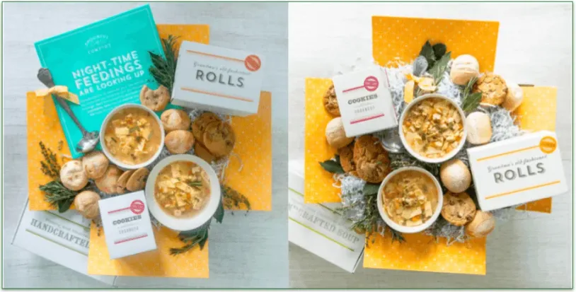 Screenshots of Spoonful of Comfort's New Parent and Get Well Packages