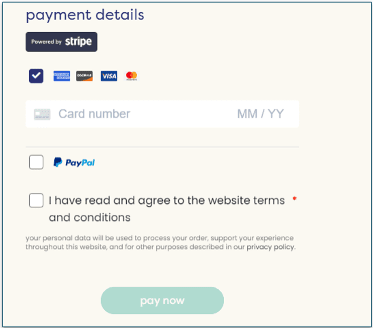 Bezzie's payments page