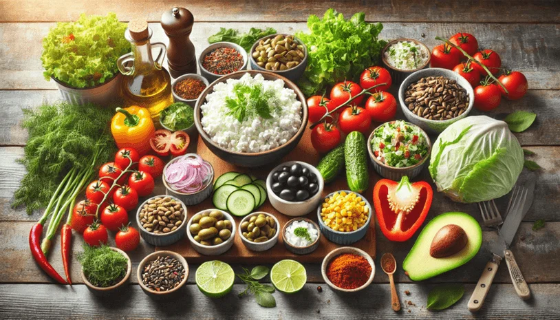 A range of different ingredients that can be used in a cottage cheese salad