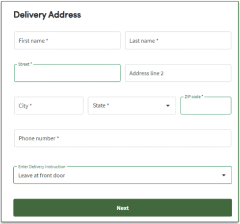 3: Input your address details and delivery option