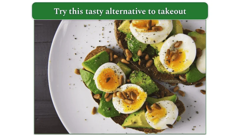 Toast with eggs, avocado, and seeds served on a plate