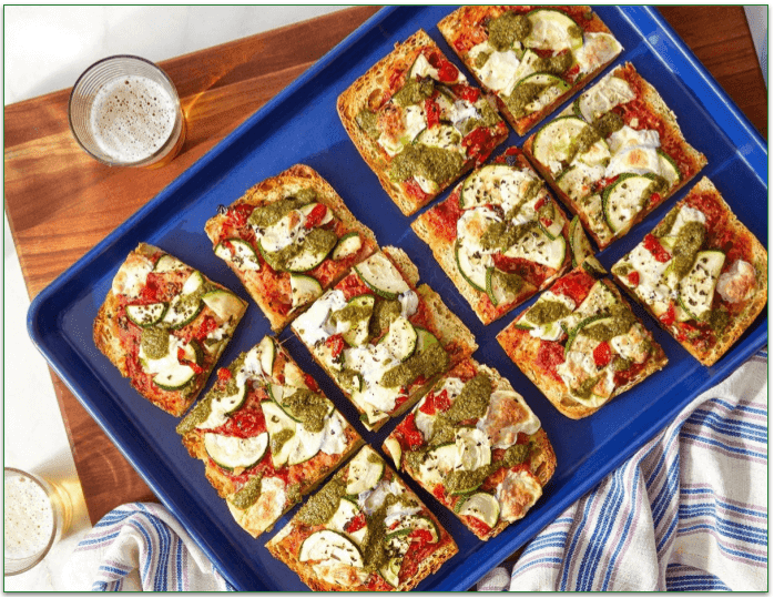 The Zucchini & Pesto Focaccia Pizza from Blue Apron.