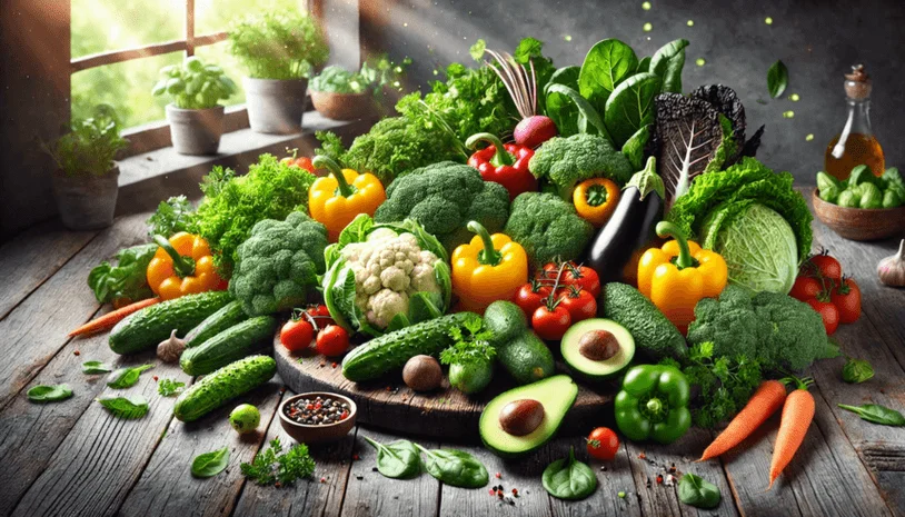 Selection of vegetables displayed on a board