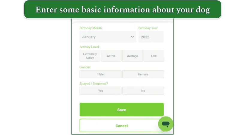 Adding a dog on the Get Joy's website