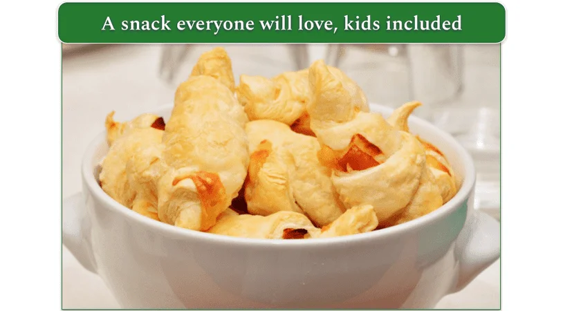 A bowl of  Cheese & Bacon Turnovers