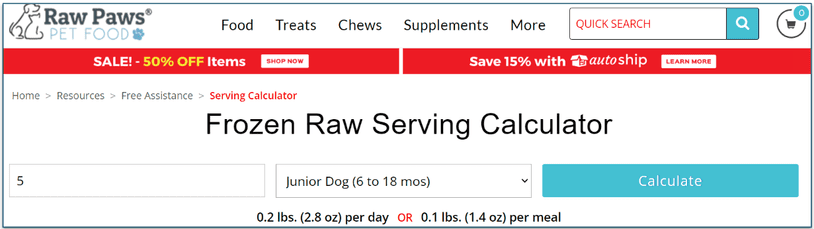 The serving calculator is super convenient