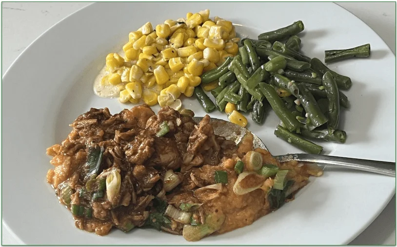 Factor’s Shredded BBQ chicken and sweet potato mash