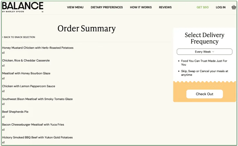 Checking out at Balance by Marley Spoon