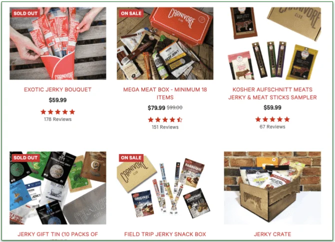 Carnivore Club's Gifts section