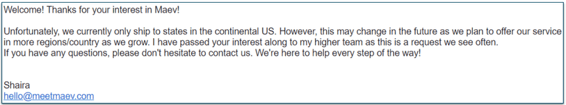 Another Maev agent's response