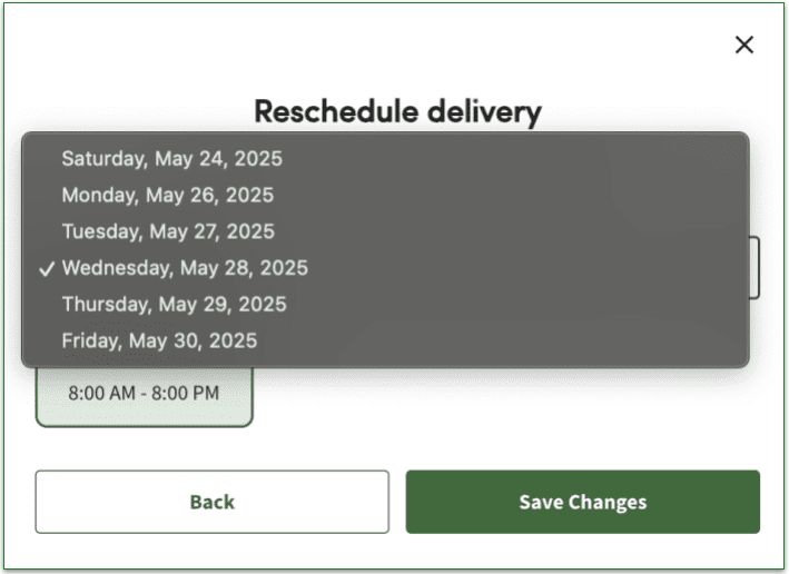 There's no difficulty in rescheduling a delivery