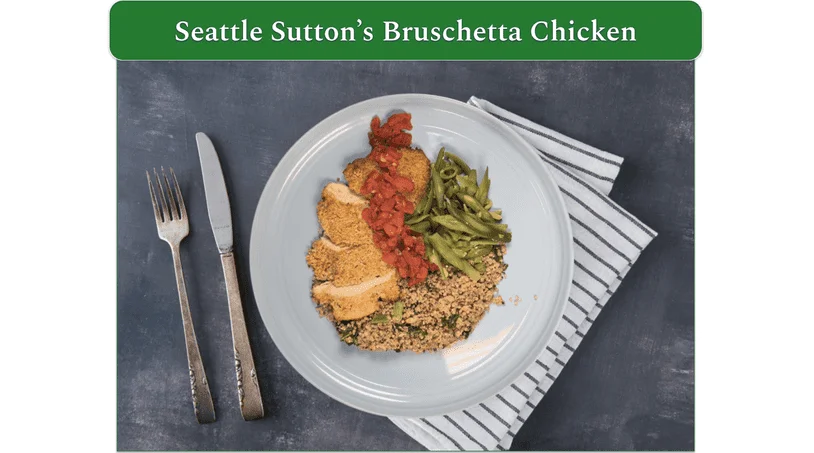 Parmesan & Flaxseed Encrusted Chicken Breast with Olive Bruschetta