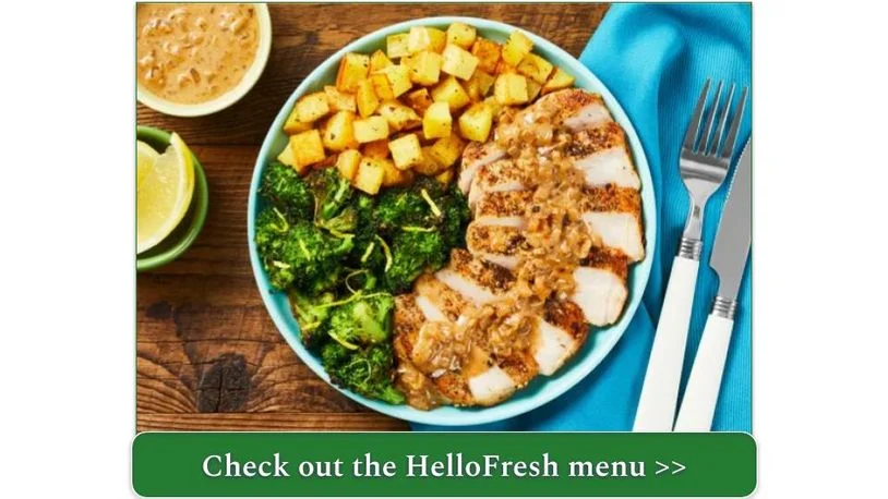 HelloFresh's Steakhouse-Style Pork Chops with a Creamy Pan Sauce, Roasted Potatoes & Lemony Broccoli