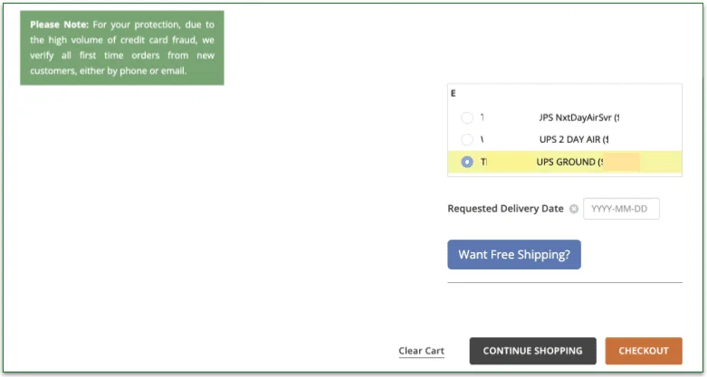 Screenshot of Magic Kitchen's checkout button