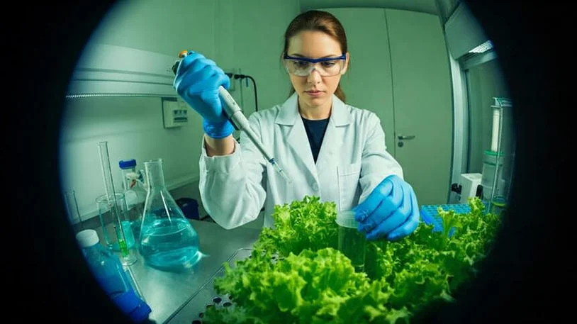 a scientist genetically modifying a plant