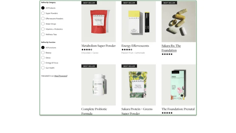 Sakara also offers supplements