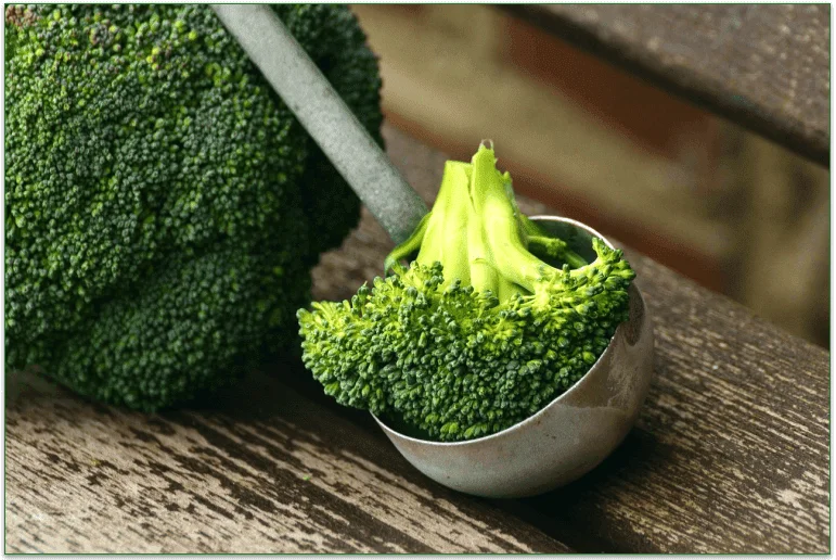 Broccoli in a ladle