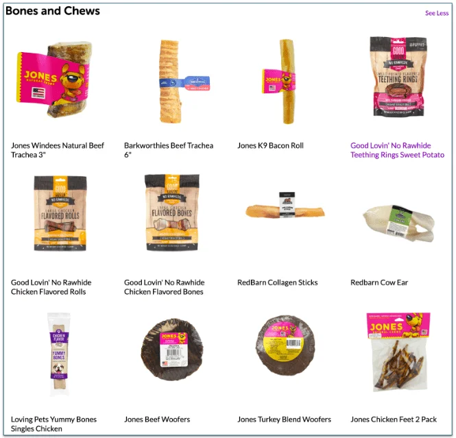 Some examples of bones and chews