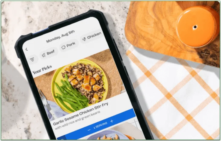 Tempo order screen on a mobile