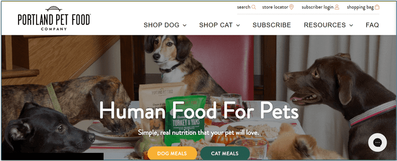  Portland Pet Food Company's homepage