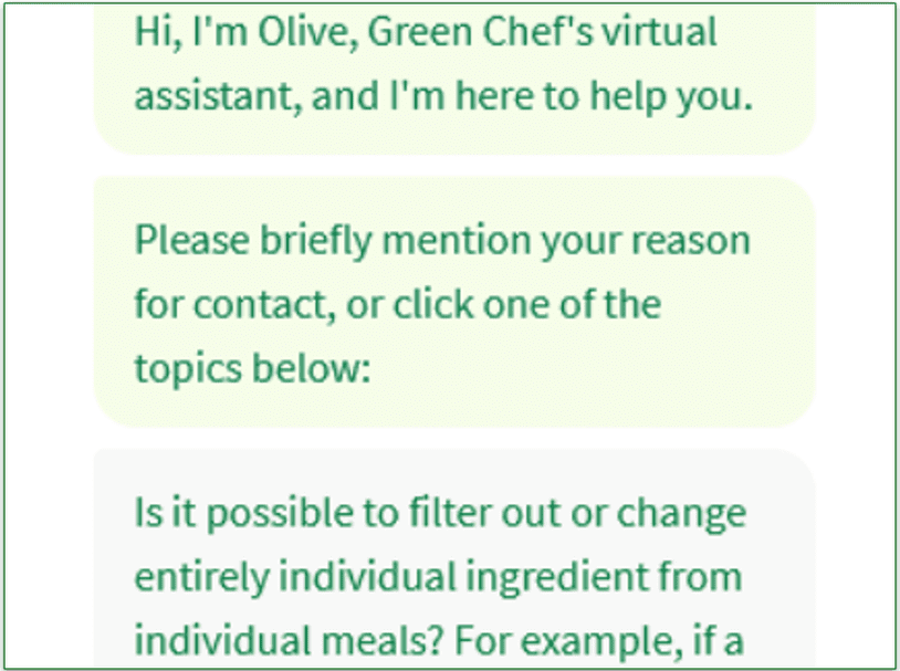 Green Chef’s chatbot wasn’t great either