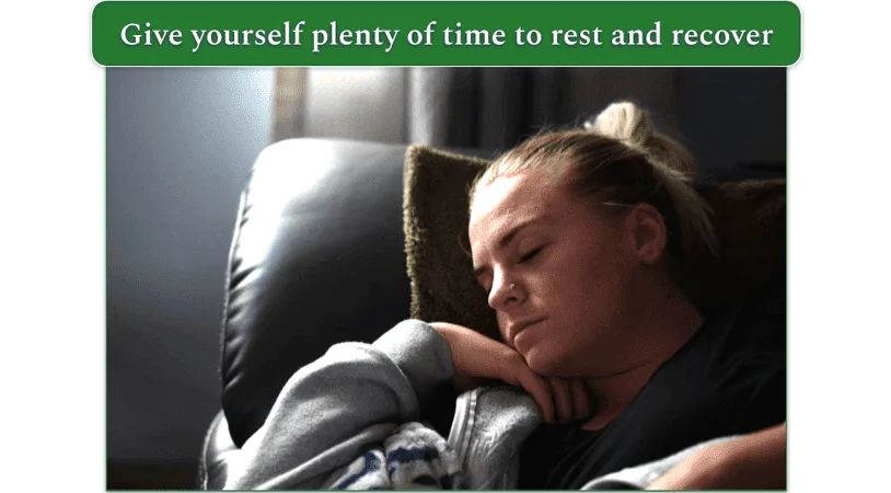 Woman resting on a sofa