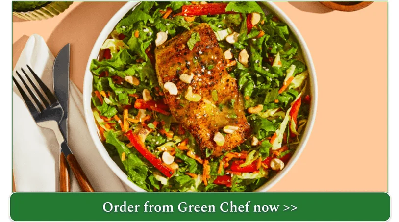 Green Chef's Barramundi Over Carrot-Ginger Salad lettuce, bell pepper, cashews, sesame seeds, mint