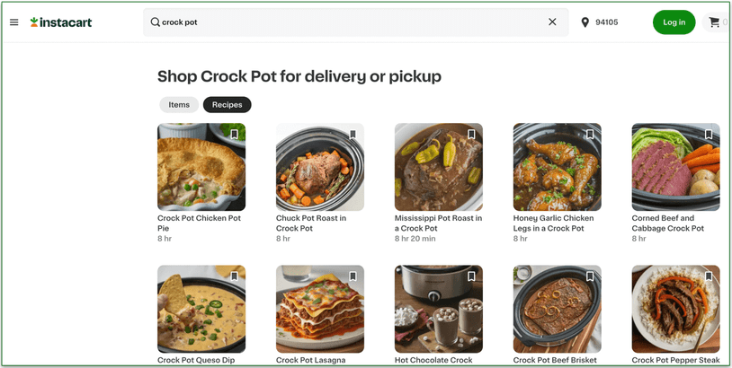 You can shop crock-pot recipes on Instacart