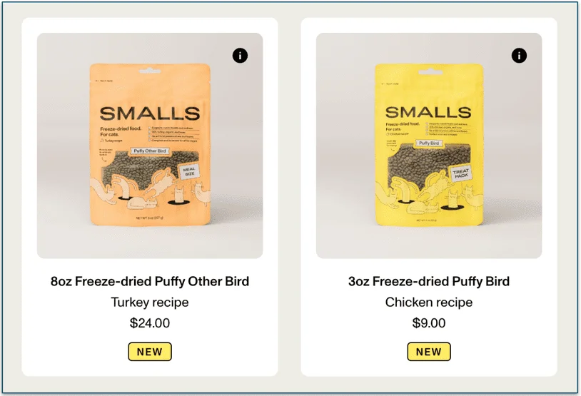 Screenshot of Smalls 2 Freeze-dried Puff recipes