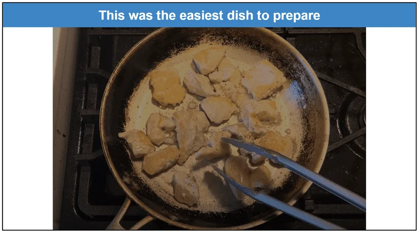 Image of chopped chicken being turned in a pan on the stove