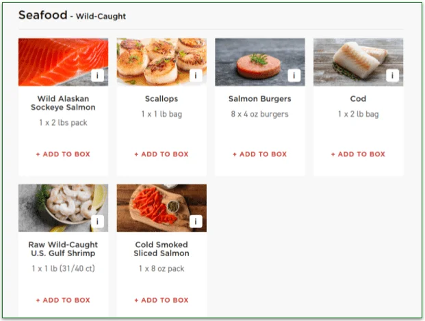 ButcherBox's Seafood menu