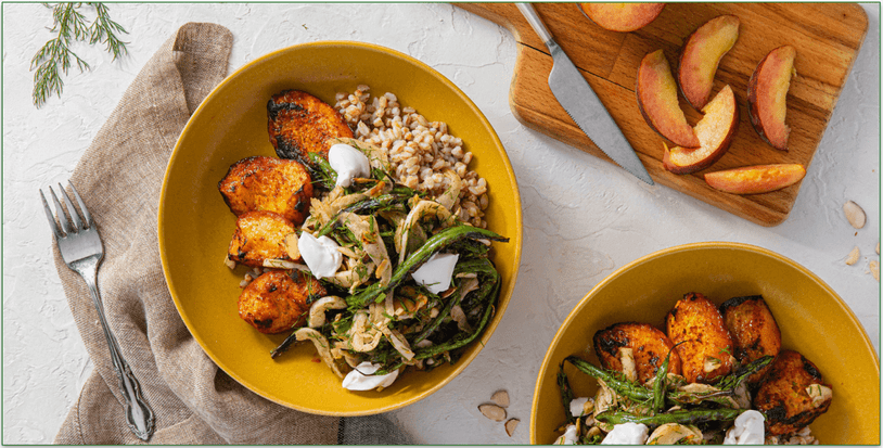 Purple Carrot's Smoky Peach & Farro Bowls