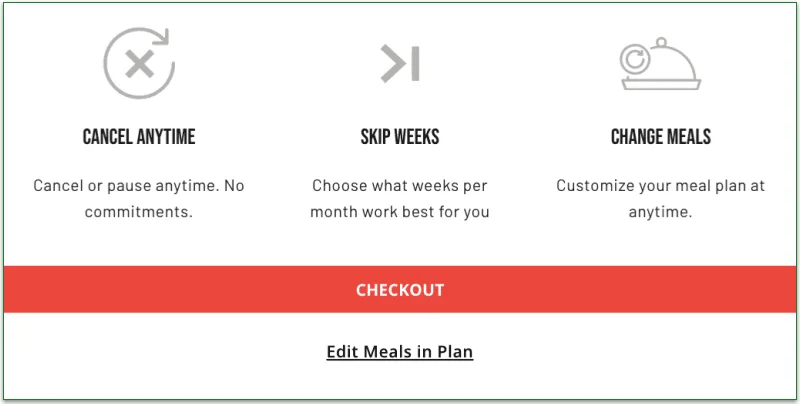 Order editing options during Fuel Meals signup