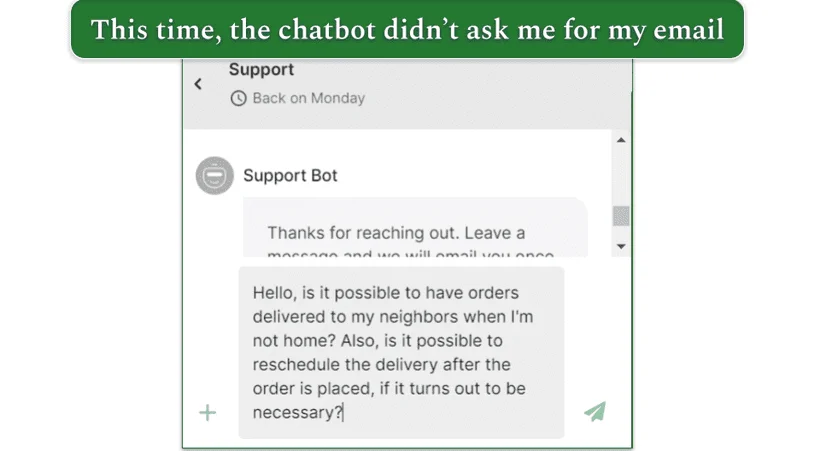 Another message to Portland Pet Food Company's customer service