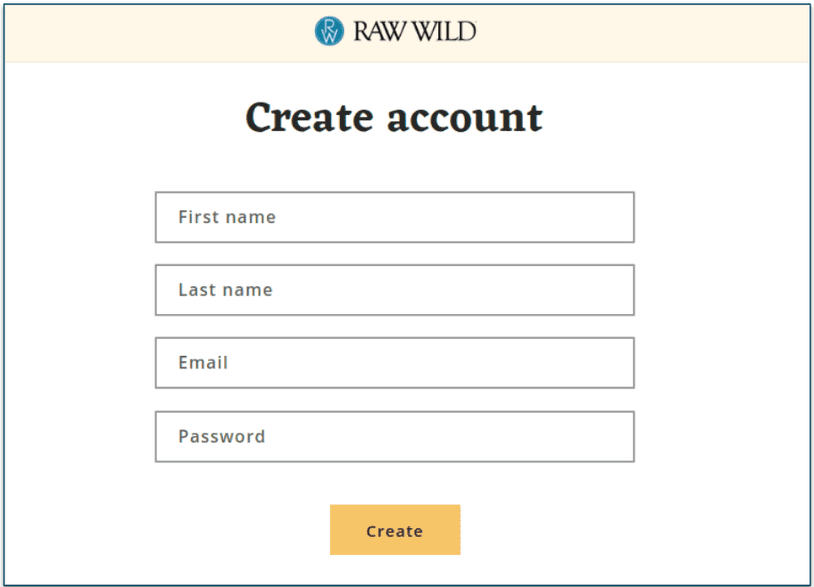 Raw Wild makes it easy to create an account