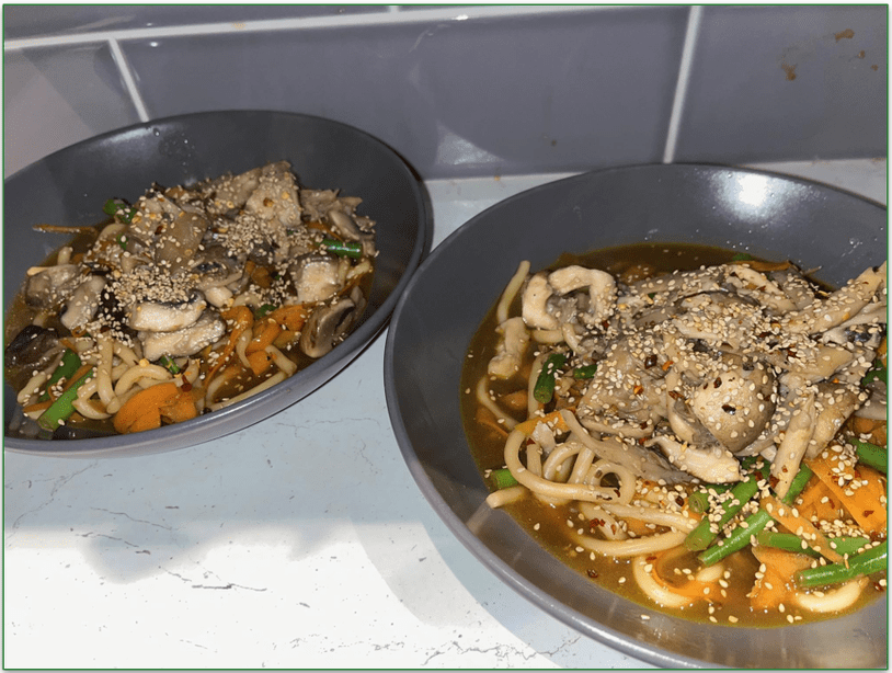Our reviewer’s Miso Mushroom and Udon Noodle Soup